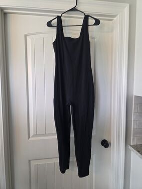 CRZ Yoga Maternity Black One-Piece Jumpsuit Bodysuit & Gray Cotton Jumper